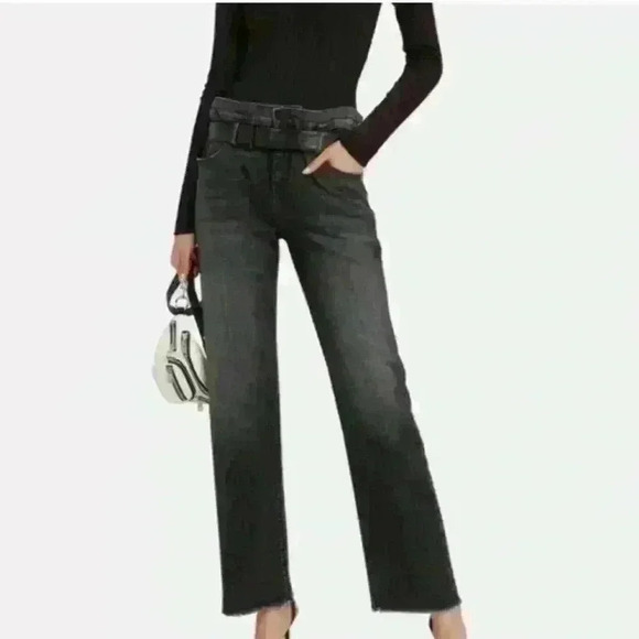 RtA Dexter Dark Grey Jeans with Leather Belt size Medium made in USA retail $425 - Picture 5 of 8